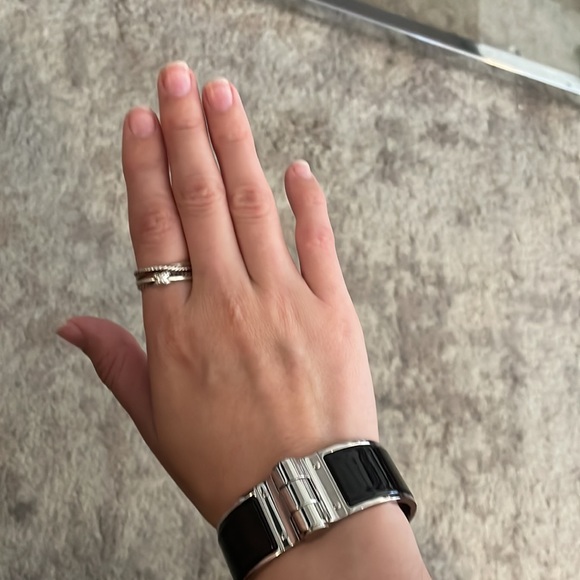 Brand New Hermes Charniere Plain Palladium-Plated Enamel Wide Bracelet, … - Picture 8 of 11